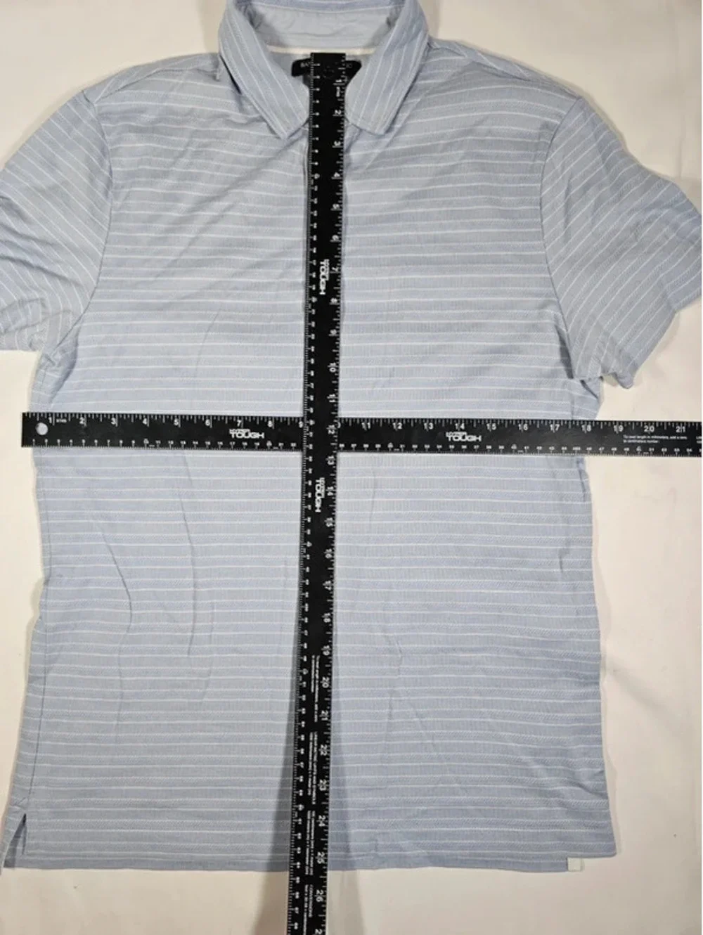banana republic luxury touch mens blue stripe short sleeve polo shirt size small